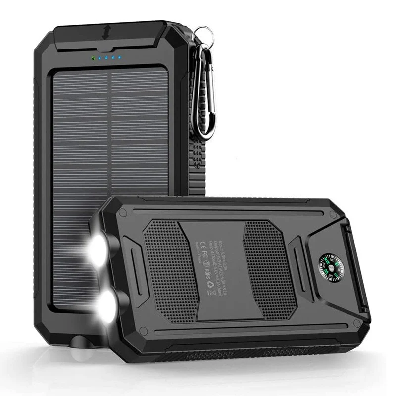 Solar-Powerbank mit integriertem LED-Licht und Kompass Skanto