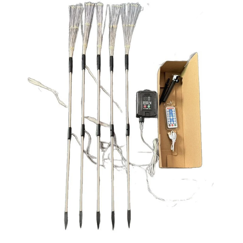 Solarbetriebene Glasfaser-Pusteblumen-Gartenstecker mit wasserdichtem LED-Feuerwerkseffekt Skanto