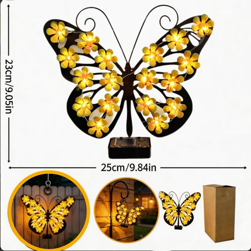 Dekorative Metall-Bienen-Wandleuchte mit integrierter LED-Lichterkette und Solarmodul Skanto