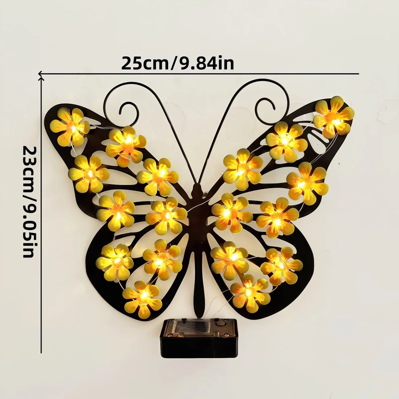 Dekorative Metall-Bienen-Wandleuchte mit integrierter LED-Lichterkette und Solarmodul Skanto