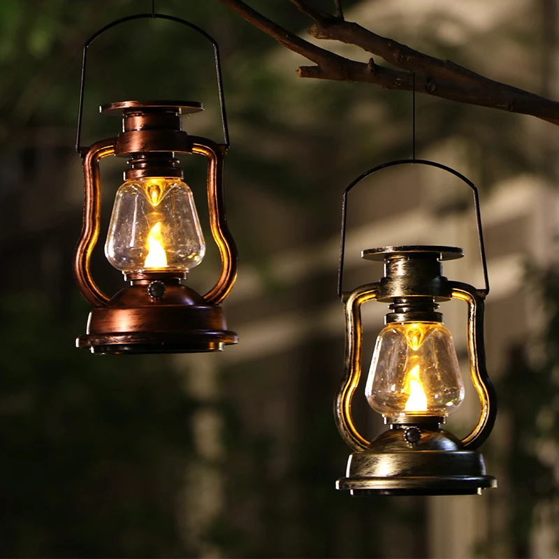 Antik-inspirierte Solar-LED-Laterne mit Glaskuppel und Metallgriff Skanto
