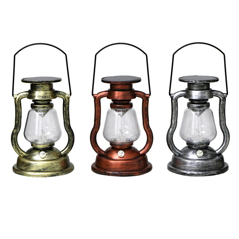 Antik-inspirierte Solar-LED-Laterne mit Glaskuppel und Metallgriff Skanto