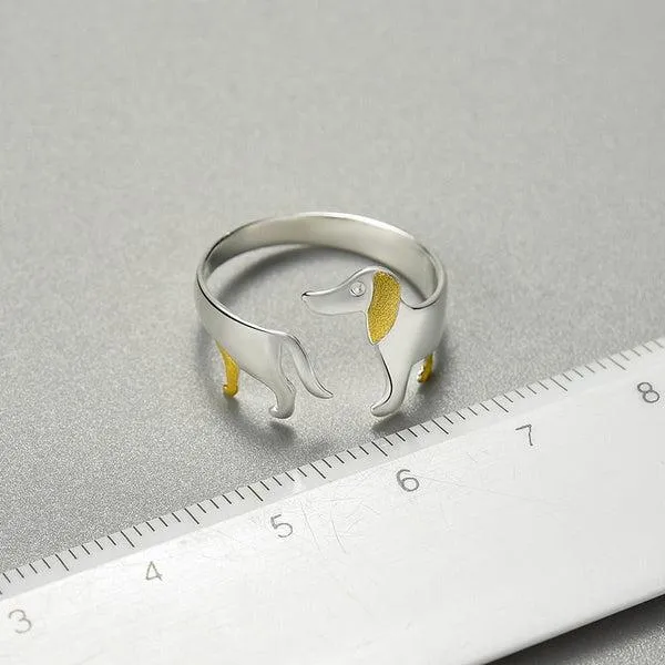 Dackel-Ring aus 925er Silber, verstellbar | Skanto