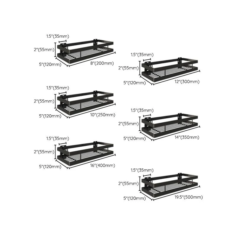 2-teiliges Badezimmerregal-Set aus mattschwarzem Metall