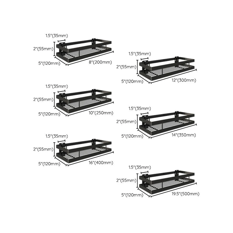 2-teiliges Badezimmerregal-Set aus mattschwarzem Metall