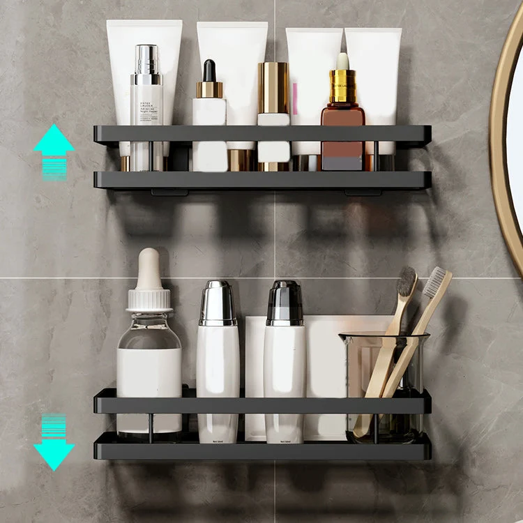 2-teiliges Badezimmerregal-Set aus mattschwarzem Metall