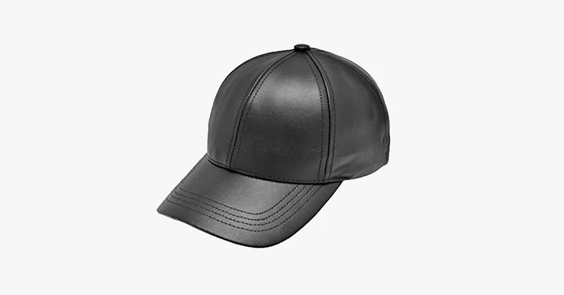 Verstellbare Baseballkappe aus schwarzem Leder | Skanto
