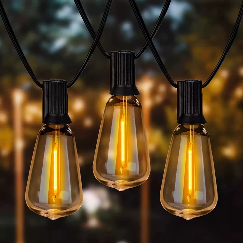 Vintage LED-Lichterkette für den Außenbereich mit bruchsicheren Tropfenbirnen und robusten, wetterfesten Kabeln Skanto