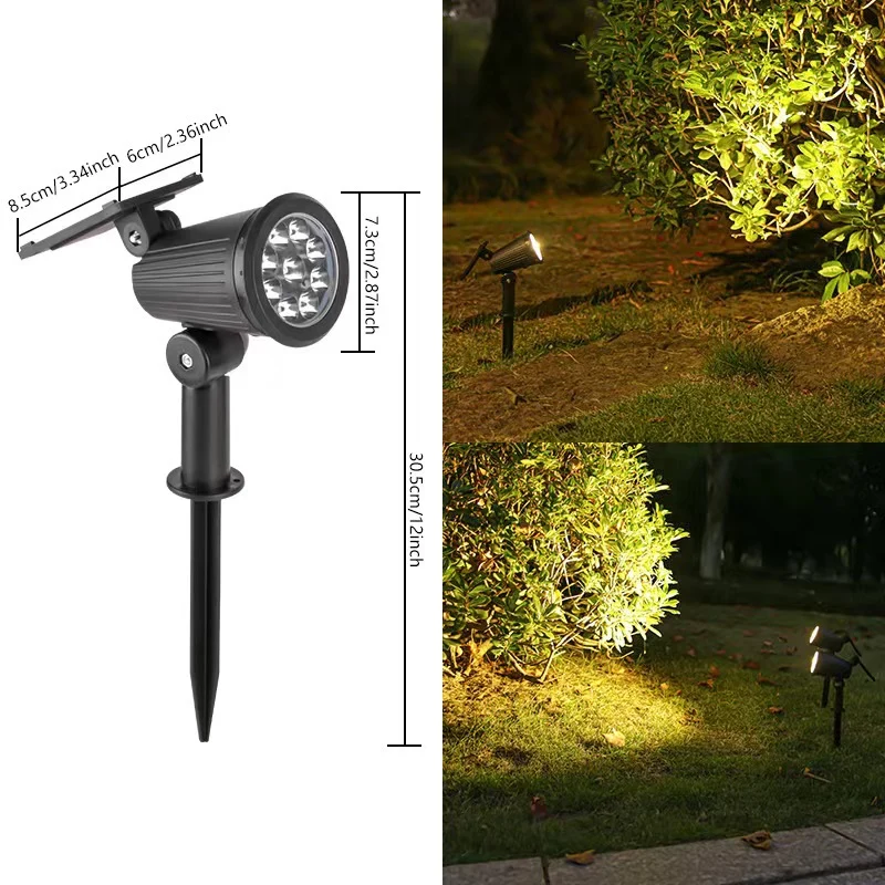 Verstellbarer Solar-LED-Gartenstrahler mit Erdspieß, schwenkbarem Kopf, integriertem Solarpanel und wetterfestem Gehäuse Skanto