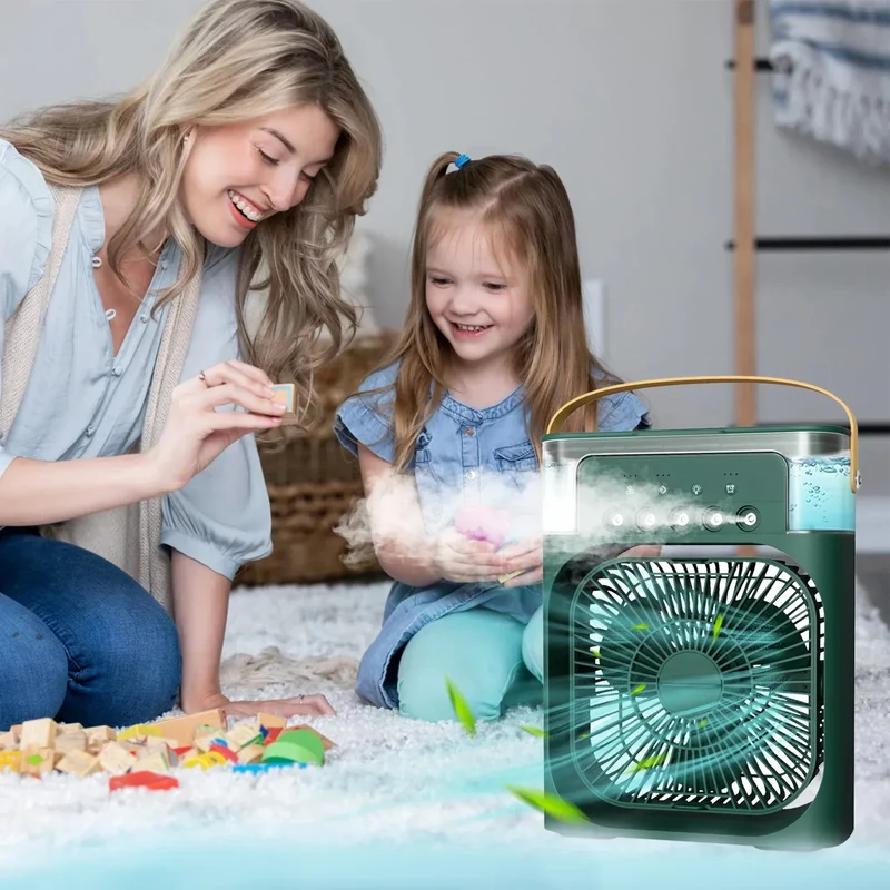 3-in-1 Tragbarer Luftkühler mit Luftbefeuchter und LED-Nachtlicht | Skanto