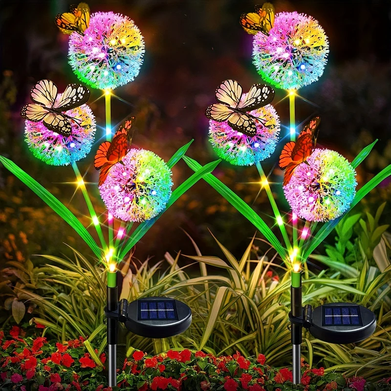 Dekorative Solar-LED-Pusteblumen-Erdspießleuchten mit Schmetterlingsdetails Skanto