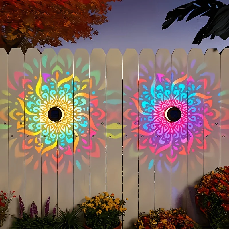 Solar-Projektor-Gartenleuchte mit dekorativem Blumenmuster und Dämmerungssensor Skanto