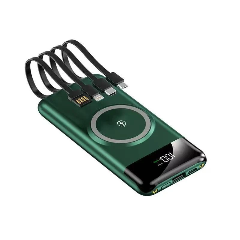 Tragbare Powerbank mit kabellosem Laden und Multifunktionskabel Skanto