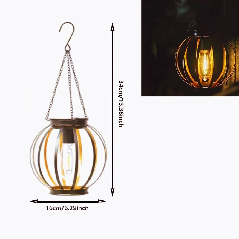 Vintage-Hängemetalllaterne mit Edison-Glühbirnenkäfig und verstellbarer Kette Skanto