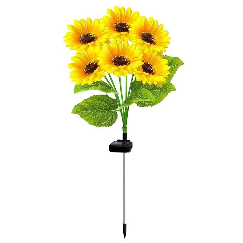 Solarbetriebene LED-Sonnenblumen-Gartensteckerleuchte mit wasserdichtem Panel und verstellbarem Stiel Skanto