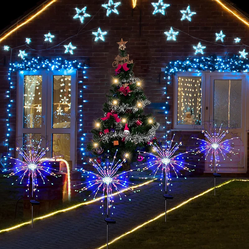 Skanto Solar LED Feuerwerk-Gartensteckerleuchten mit funktionalem Spritzdesign Skanto