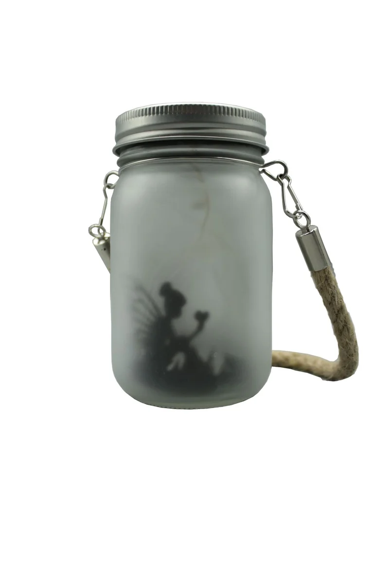 Solarbetriebene Milchglas-Feen-Silhouette-Mason-Jar-Laterne mit mehrfarbiger LED Skanto