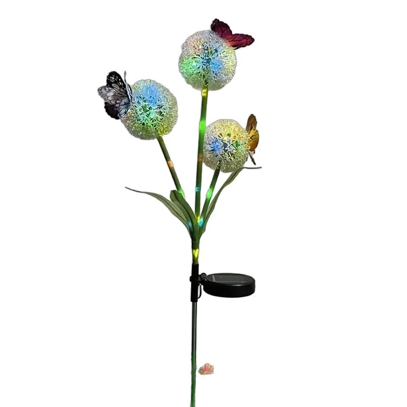 Skanto Solar-Pusteblumen-Kugel-Gartensteckerleuchten mit Schmetterlingsakzent und Dämmerungssensor Skanto