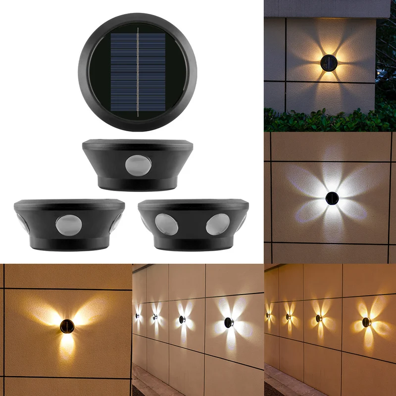 Skanto Runde Solar-Wandleuchte mit Quad-Beam LED, dekorative Außenwandlampe und wetterfestem Gehäuse Skanto