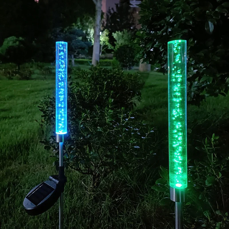 Skanto RGB Blasen-Acryl-Gartenstecker mit verstellbarem Edelstahlspieß und Dämmerungssensor Skanto