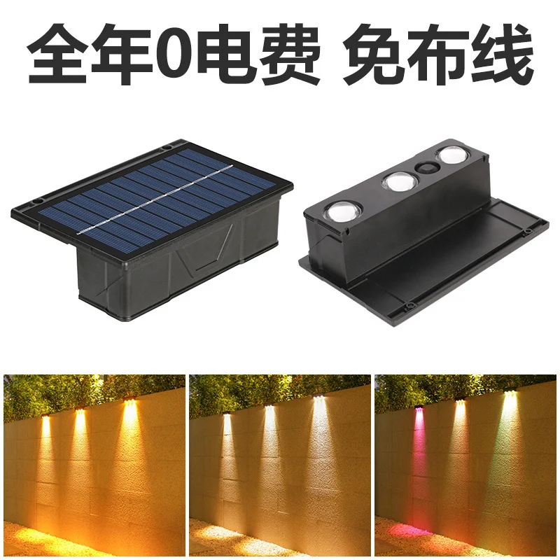 Outdoor Solar RGB Dual-Beam Wandleuchte mit integriertem Solarpanel und wetterfester Montagebasis Skanto