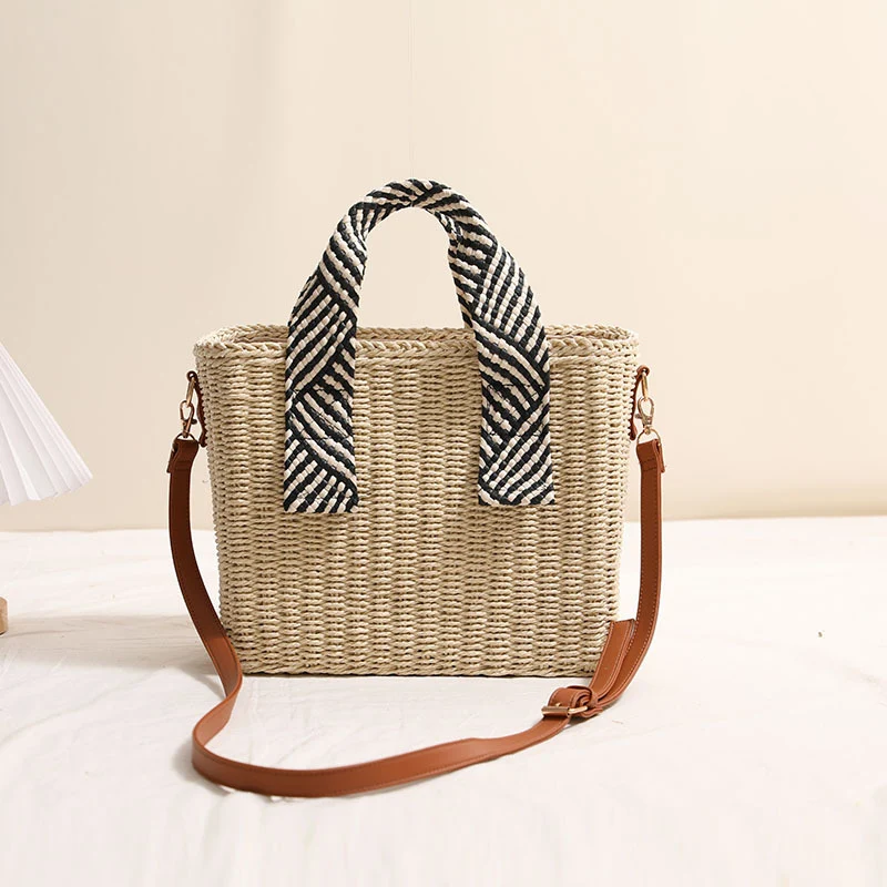Handtasche aus geflochtenem Naturmaterial mit abnehmbarem Schultergurt Skanto
