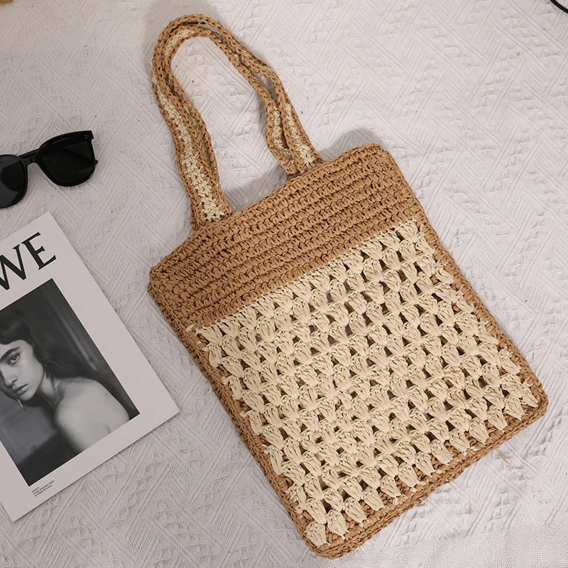Handgeknüpfte Tragetasche im modernen Netzdesign Skanto