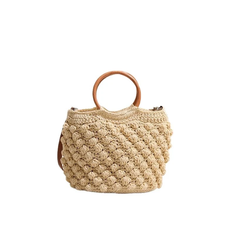 Handgefertigte Makramee-Tasche mit Holzgriff Skanto