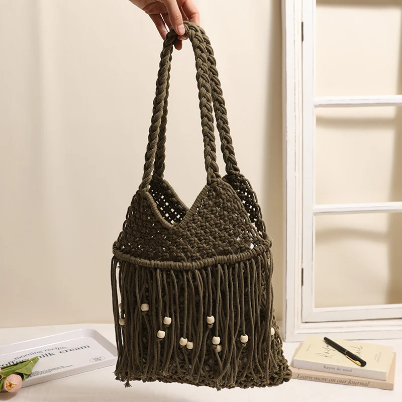 Gehäkelte Strandtasche mit Fransen-Details Skanto