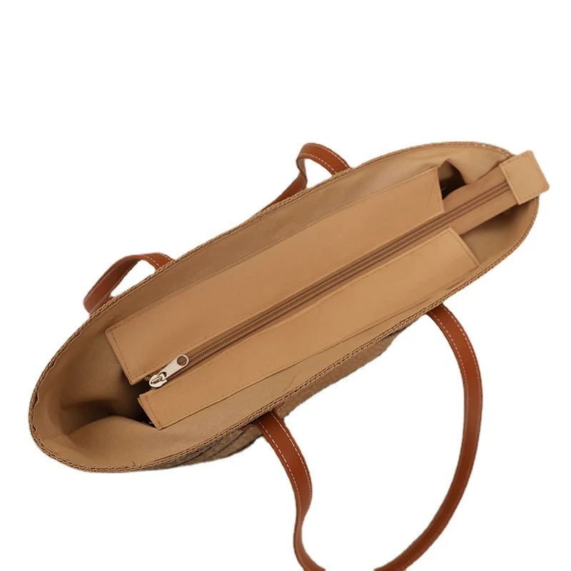 Elegante Bast-Einkaufstasche mit Ledergriffen Skanto