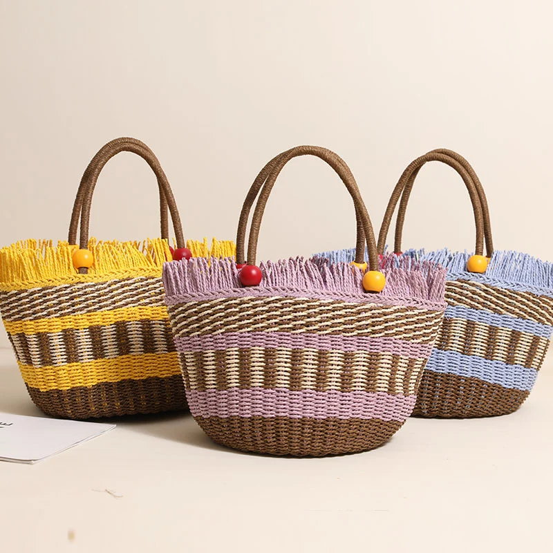 Stylische Tragetasche mit bunten Fransen Skanto
