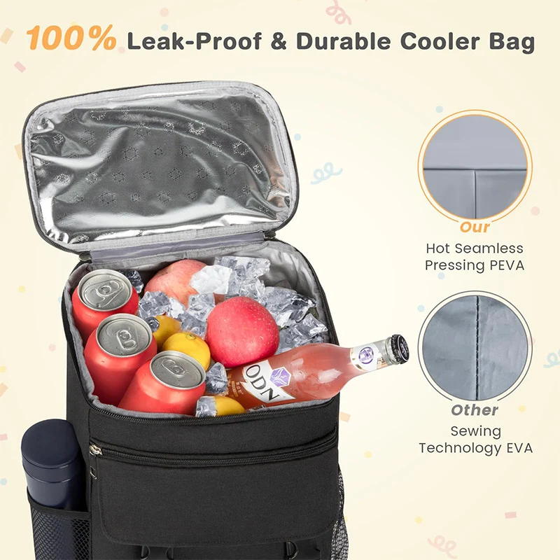 Unisex Nan Isotherm Kühlrucksack mit großem Kühlfach, gepolsterten Schultergurten und seitlichen Netztaschen Skanto
