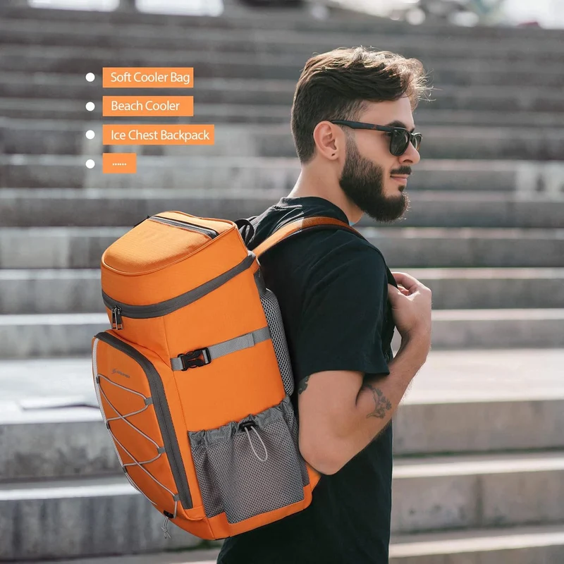Unisex isolierter Picknick-Rucksack mit integriertem Kühler, Flaschenhalter und verstellbarem Gurtsystem Skanto