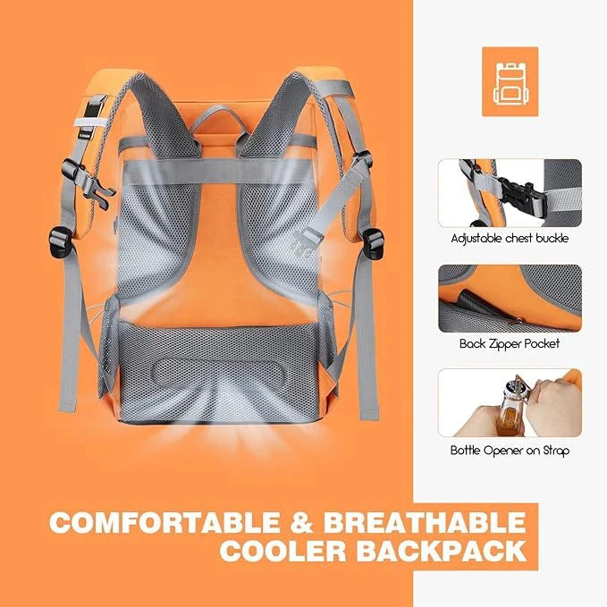 Unisex isolierter Picknick-Rucksack mit integriertem Kühler, Flaschenhalter und verstellbarem Gurtsystem Skanto