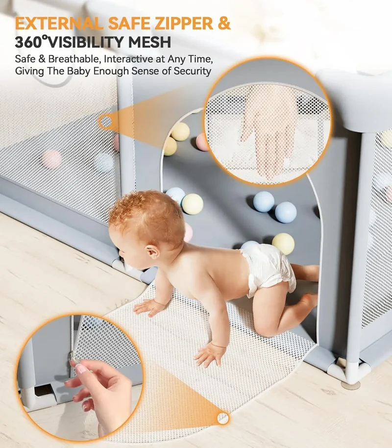 Großer Baby- und Kleinkind-Laufstall – Sicherer, faltbarer Spielbereich für drinnen und draußen | Skanto
