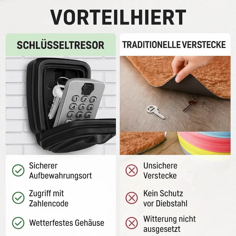 KeyGuard Outdoor-Safe – Wasserdichter Wand-Schlüsselkasten | Skanto