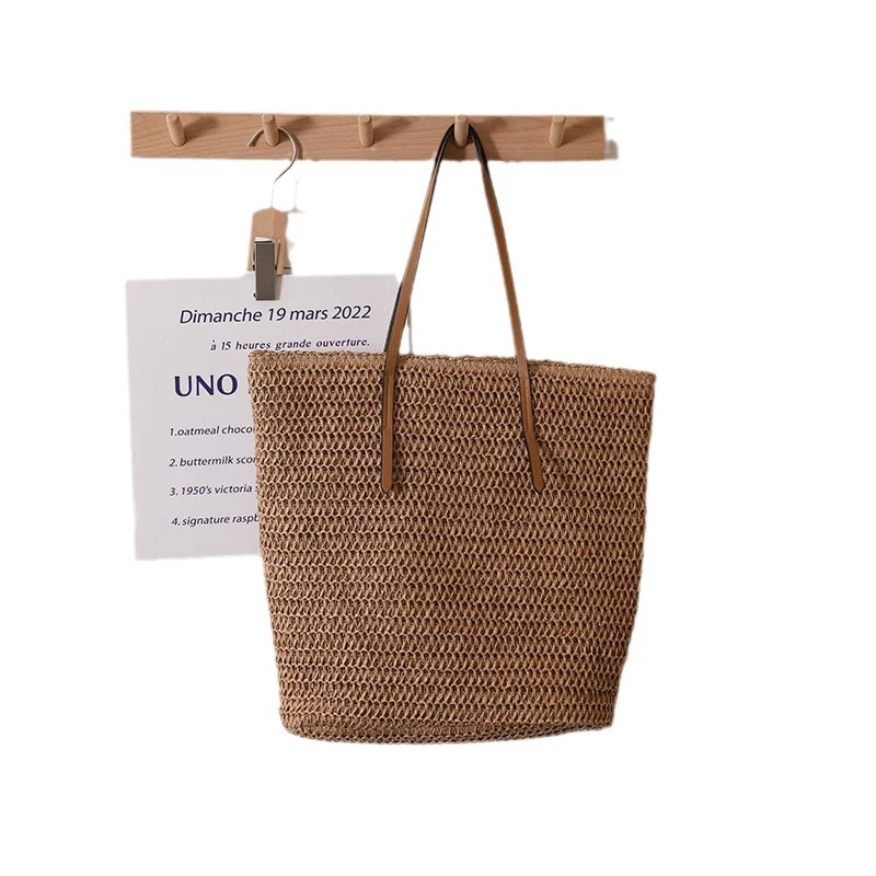 Geflochtener Shopper mit eleganten Ledergriffen Skanto