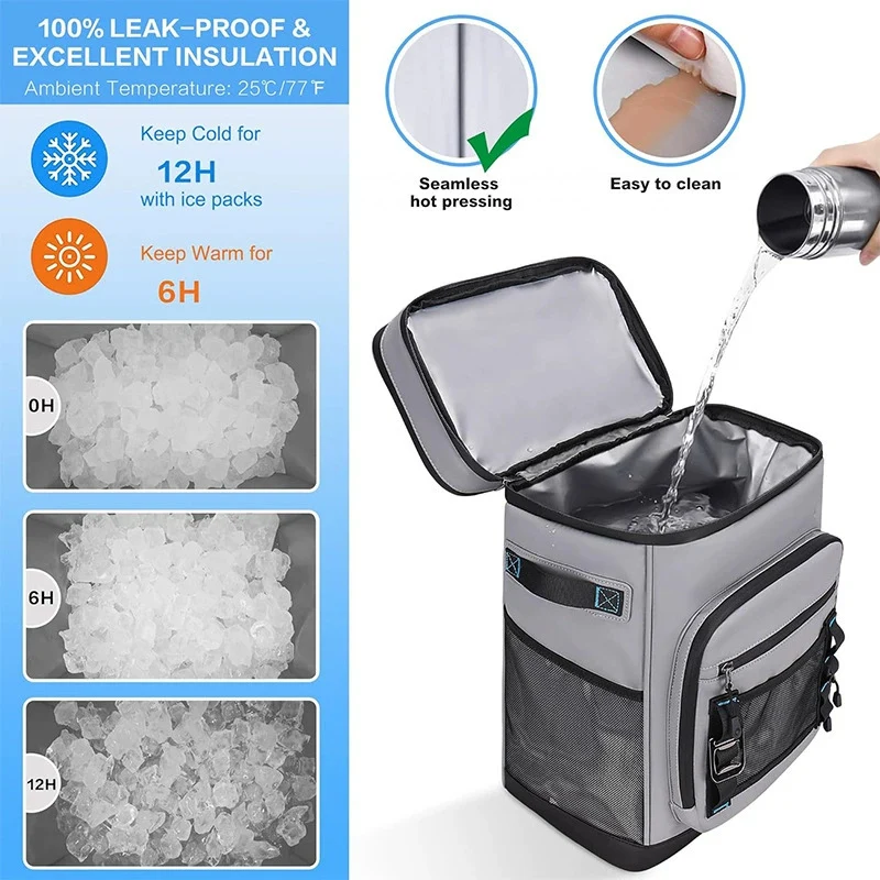 Unisex Isolierter Kühlrucksack mit Hartboden, mehreren Fächern und ergonomischen Gurten Skanto