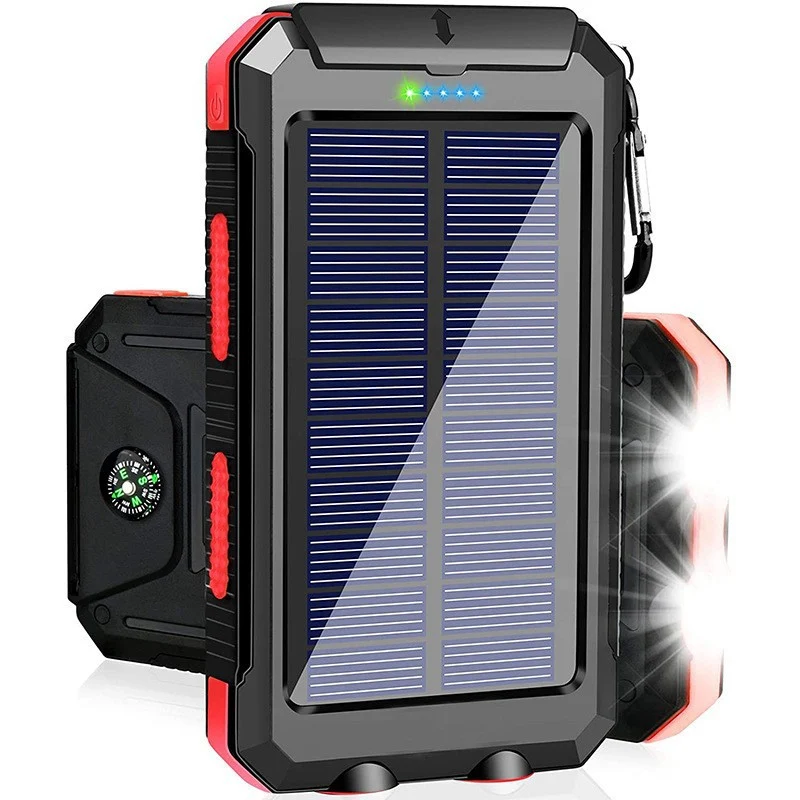 Solar Powerbank mit integriertem LED-Licht und Kompass Skanto