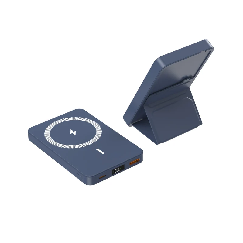 Tragbare MagSafe Powerbank mit integriertem Ständer und digitaler Ladeanzeige Skanto