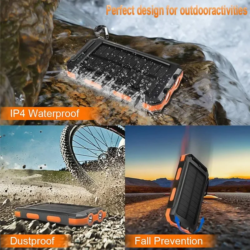Solarbetriebene Powerbank mit robustem Gehäuse und integrierter LED-Beleuchtung Skanto