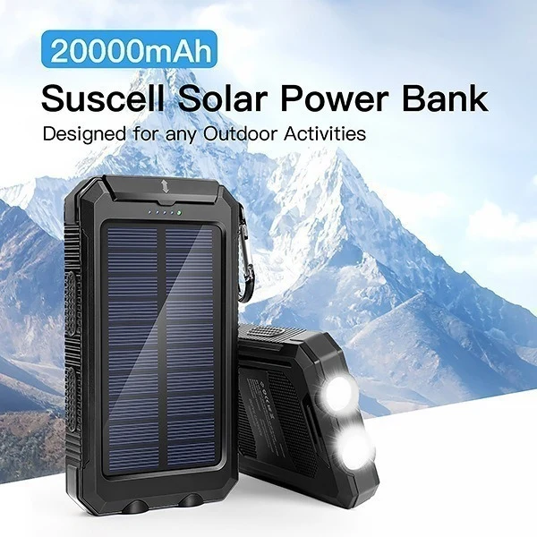 Solarbetriebene Powerbank mit LED-Beleuchtung und integriertem Kompass Skanto
