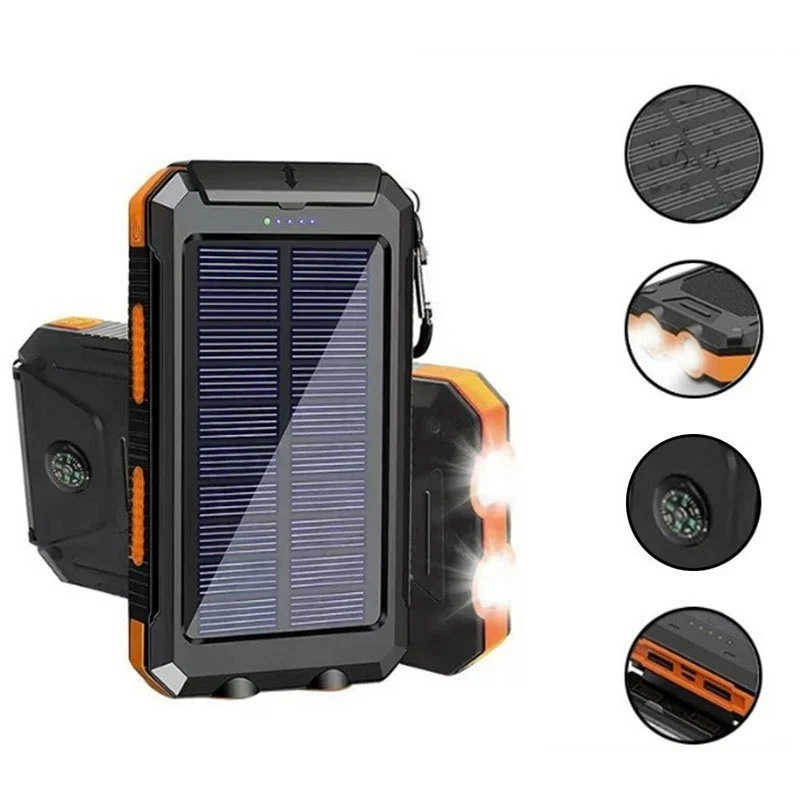 Solarbetriebene Powerbank mit LED-Beleuchtung und integriertem Kompass Skanto