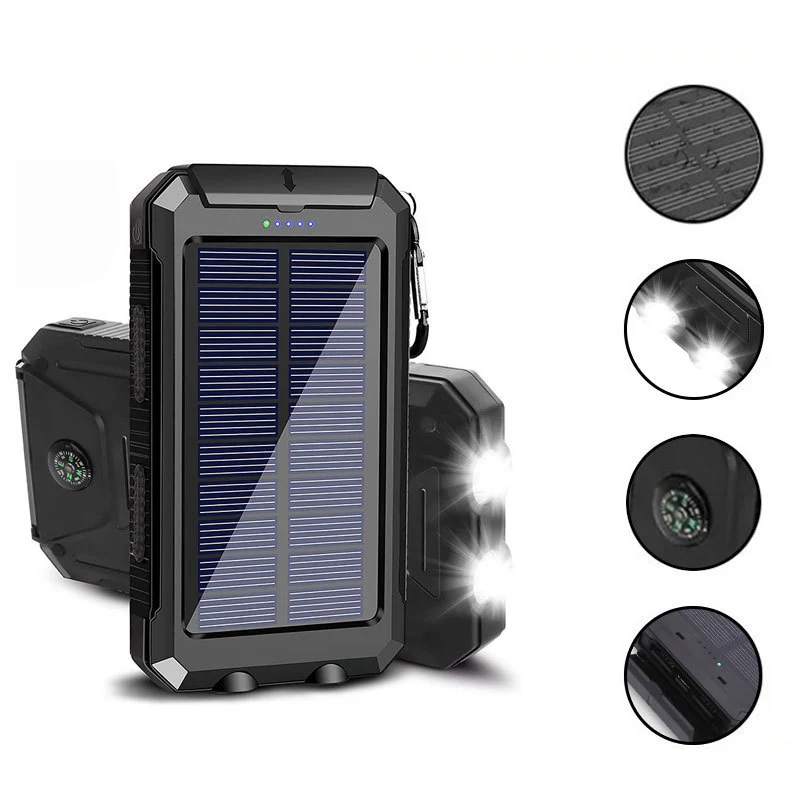 Solarbetriebene Powerbank mit LED-Beleuchtung und integriertem Kompass Skanto