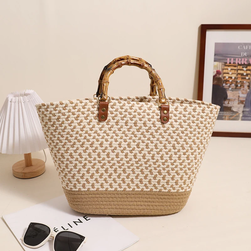 Eleganter Stroh-Shopper mit Bambusgriffen Skanto