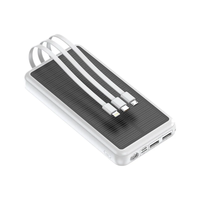 Solar-Powerbank mit integrierten Ladekabeln Skanto