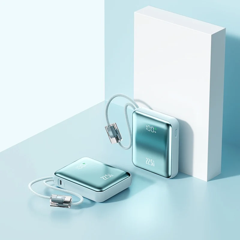 Ultraschlanke Powerbank mit integriertem Ladeanschluss und digitaler Ladeanzeige Skanto