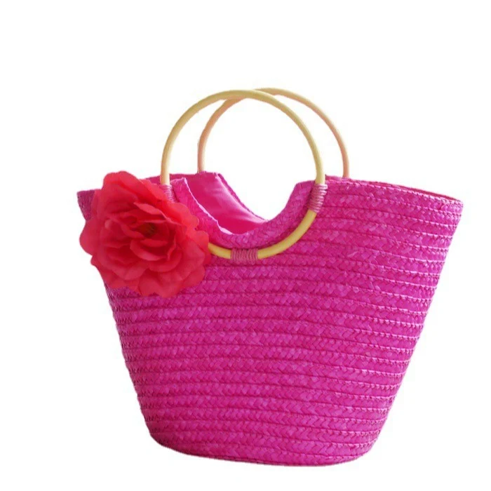 Elegante Strohtasche mit floralen Akzenten Skanto