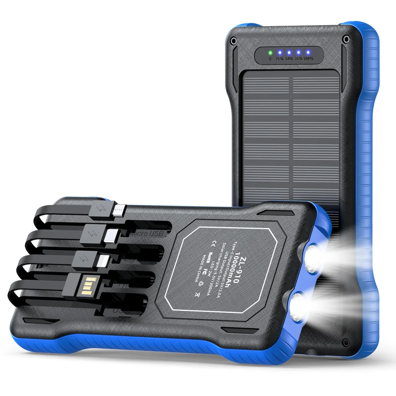 Hochleistungs-Solar-Powerbank mit multifunktionalen Ladekabeln Skanto