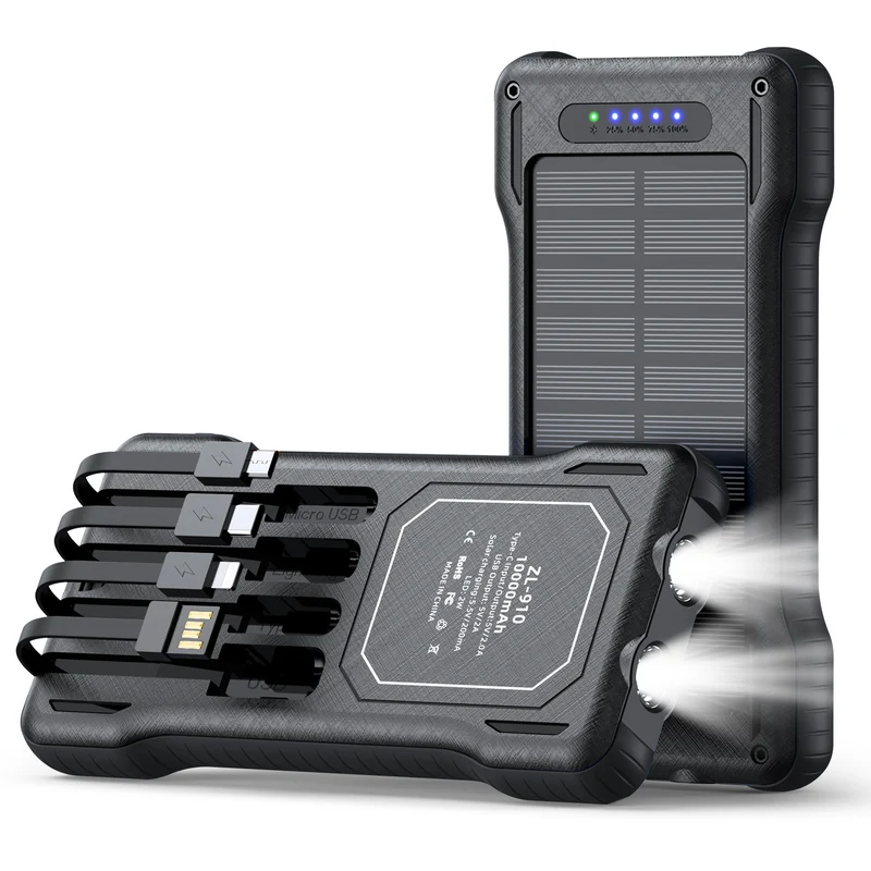 Hochleistungs-Solar-Powerbank mit multifunktionalen Ladekabeln Skanto